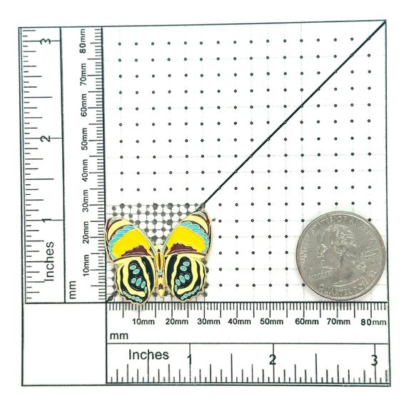 Butterfly Moth Enamel Pin Badge Yellow Teal Gold Metal Insect Brooch Jewelry New - Picture 5 of 5